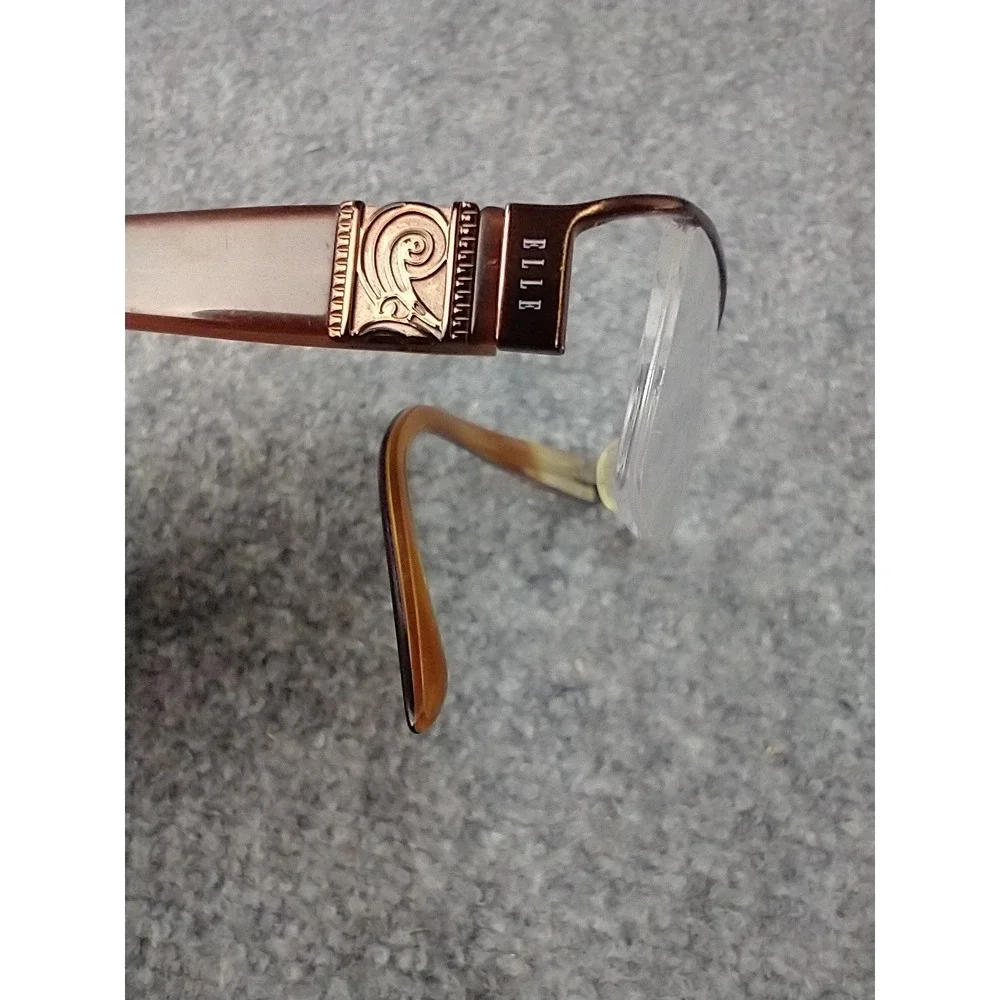Elle EL13304 Brown Semi-Rimless Eyeglass Frames Women 50-18-135 Tortoise Temple‎